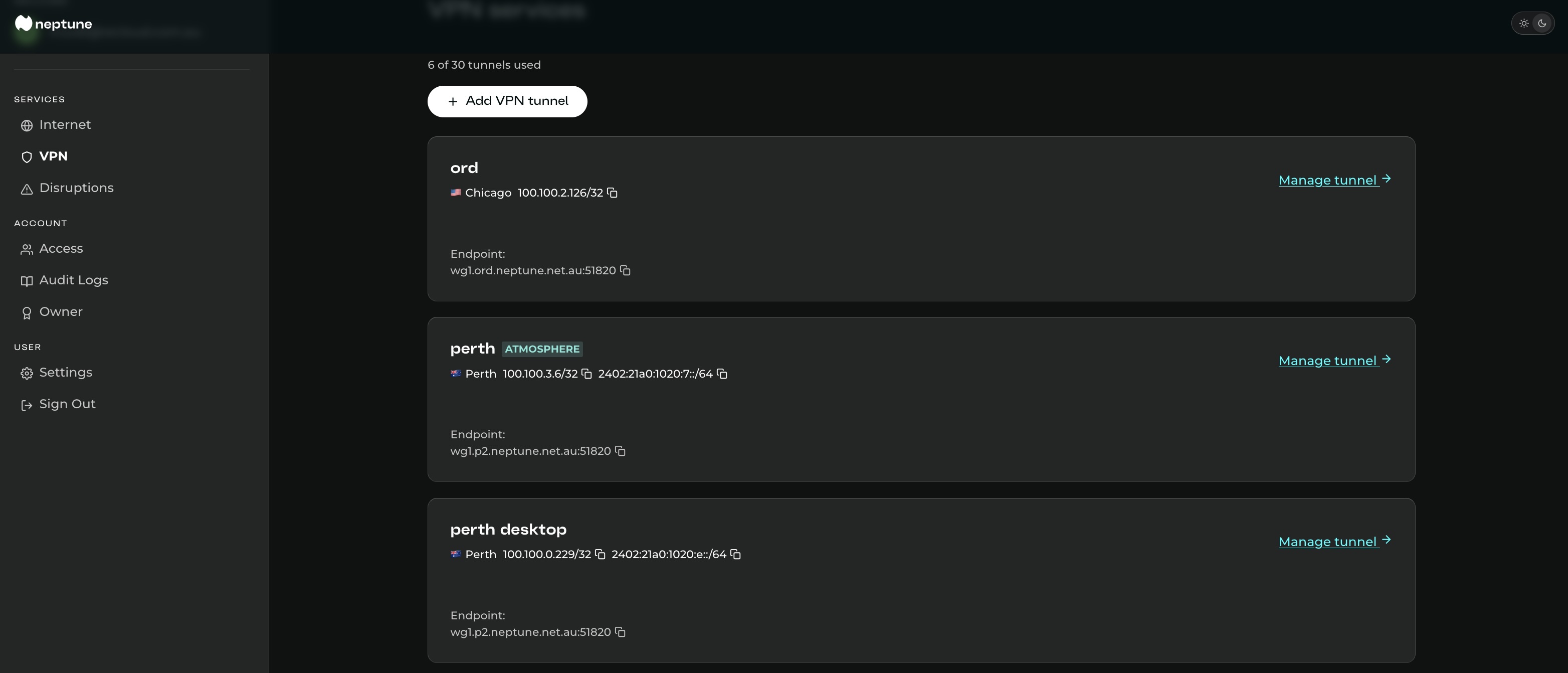 Neptune VPN Tunnels