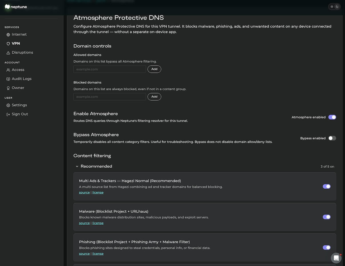 Atmosphere Protective DNS